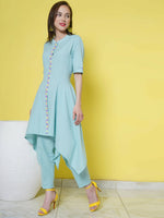 Thumbnail for Women Republic Light Blue Cotton Kurta Set - Distacart