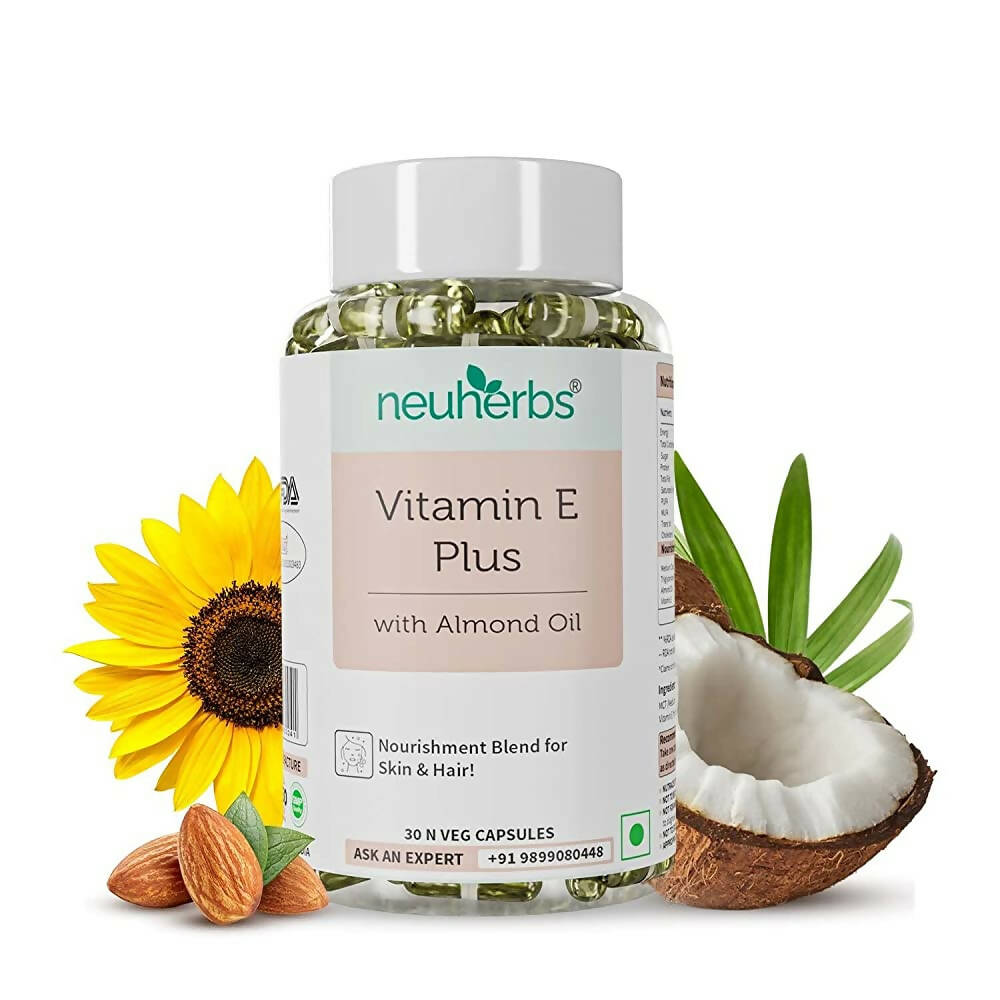 Neuherbs Vitamin E Plus Veg Capsules With Almond Oil - Distacart
