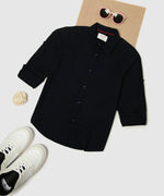 Thumbnail for Manet Boys Full Sleeves Solid Shirt - Navy Blue - Distacart