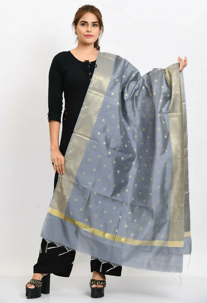 Mominos Fashion Moeza Women's Banarsi Silk Woven Design Grey Dupatta - Distacart