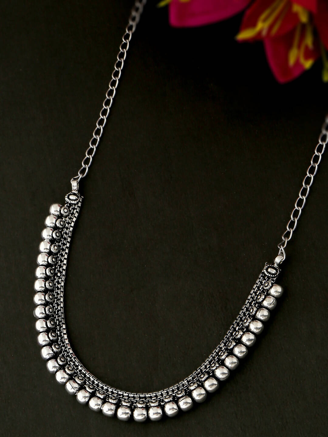 NVR Women Silver-Plated Oxidised Necklace - Distacart