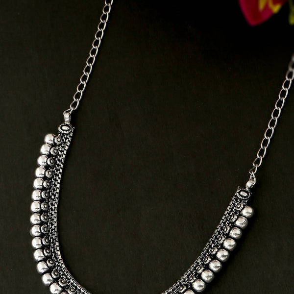 NVR Women Silver-Plated Oxidised Necklace - Distacart