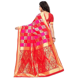 Vamika Banarasi Jaquard Pink Weaving Saree (Banarasi 30)