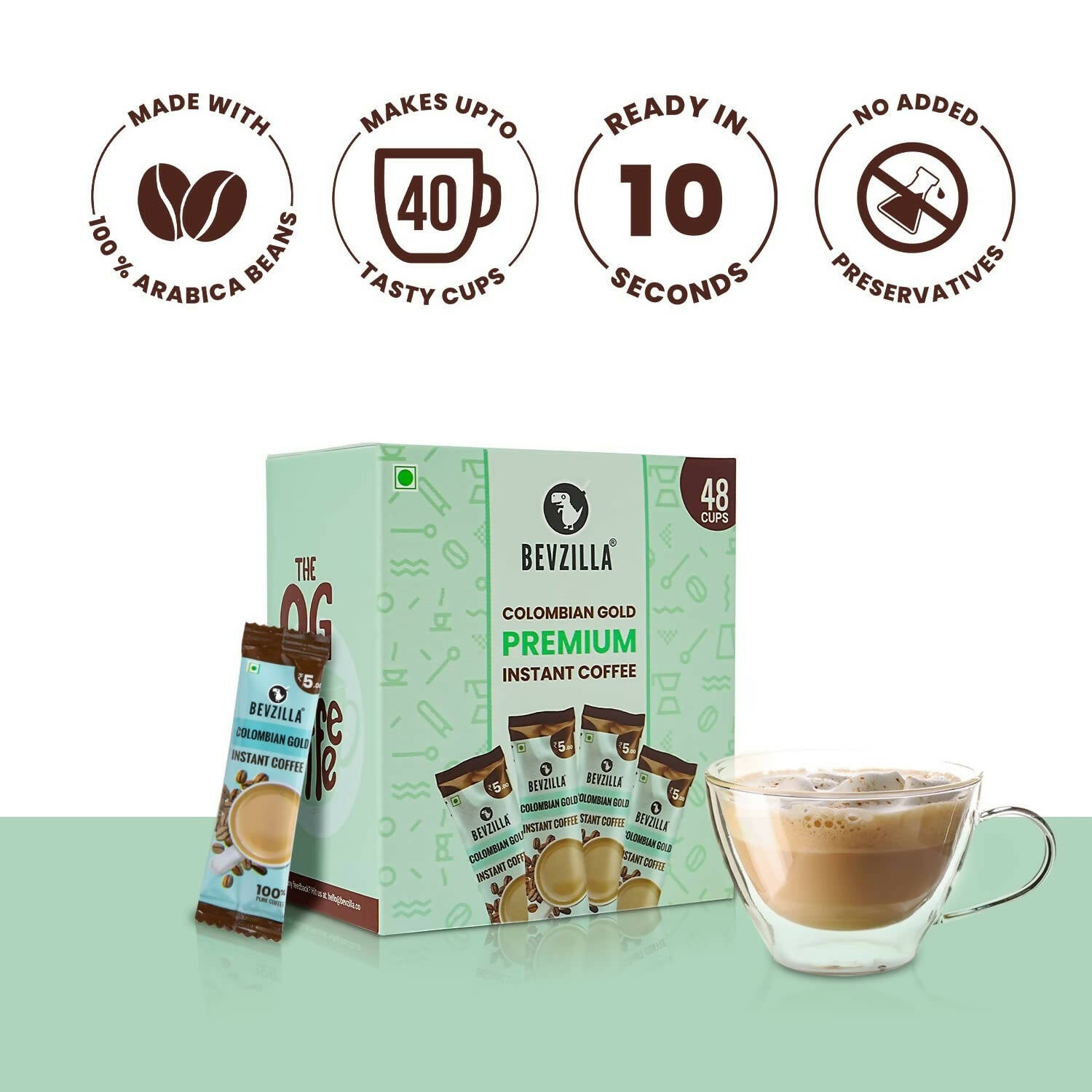 Bevzilla Instant Coffee Powder Sachets (Colombian Gold) - Distacart