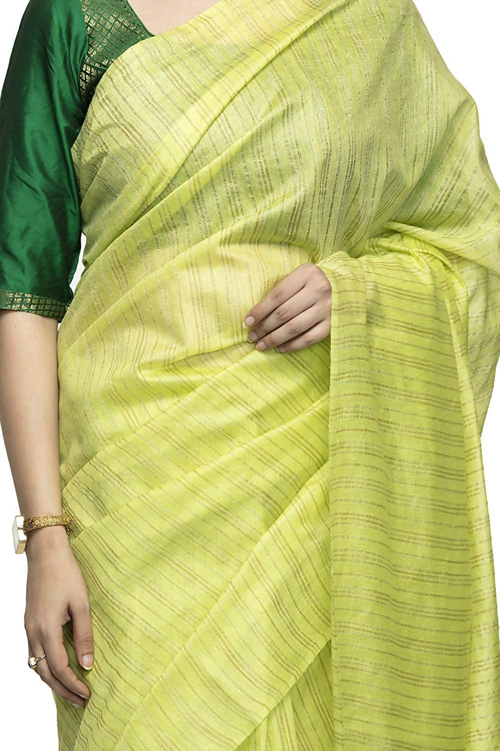 Mominos Fashion Light Parrot Green Color Bhagalpuri Saree
