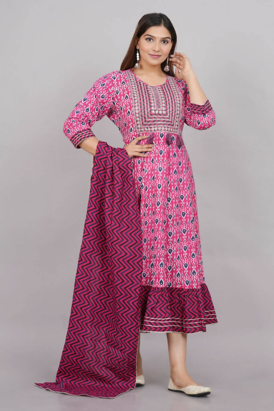 House of RP Women's Pink Cotton Kurta & Dupatta Set - Distacart