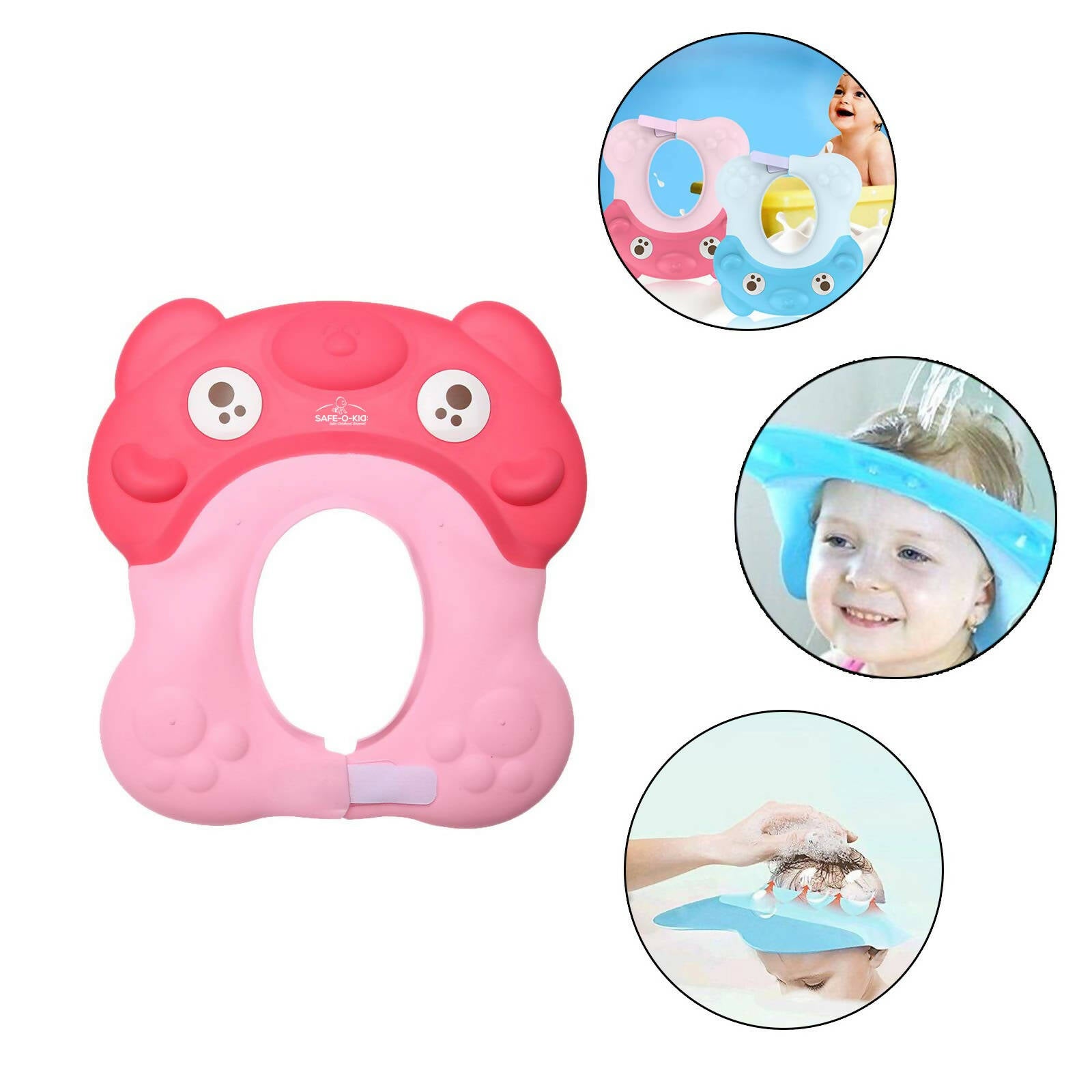 Safe-O-Kid Shampoo Shower cap for kids set of 2pcs- Pink colour - Distacart