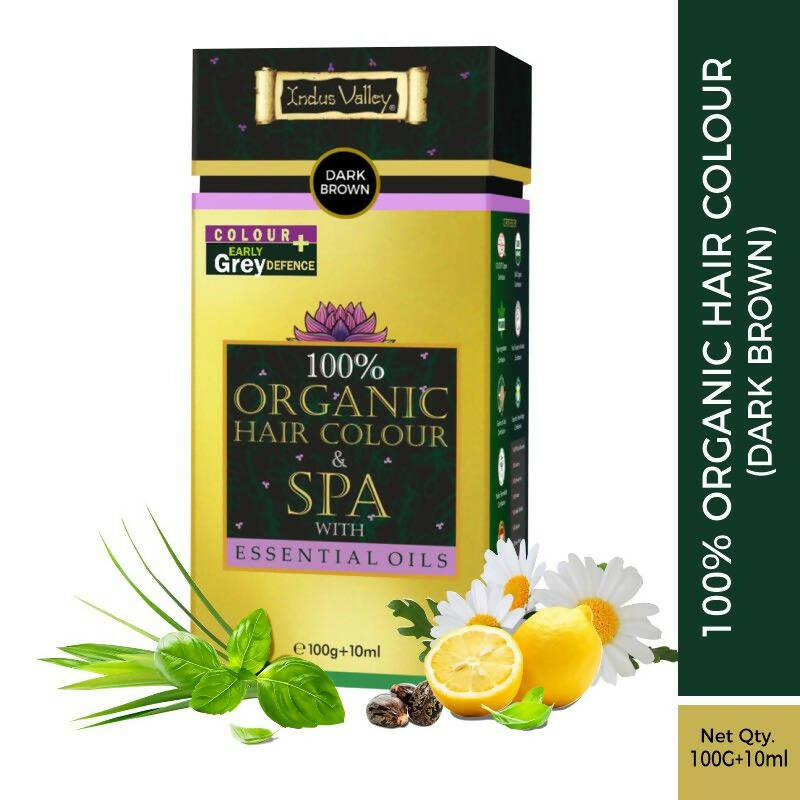 Indus Valley 100% Organic Hair Color & SPA with Essential Oil - Dark Brown - Distacart