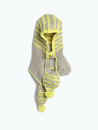 Chutput Kids Woollen Hand Knitted Striped Design Cap - Grey - Distacart