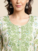 Thumbnail for Green Poly Rayon Aztec Printed Straight Fit Kurta - Prasuti - Distacart