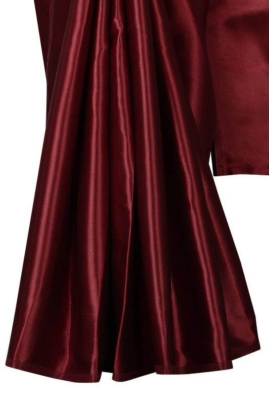 Vamika Maroon Satin Designer Saree 