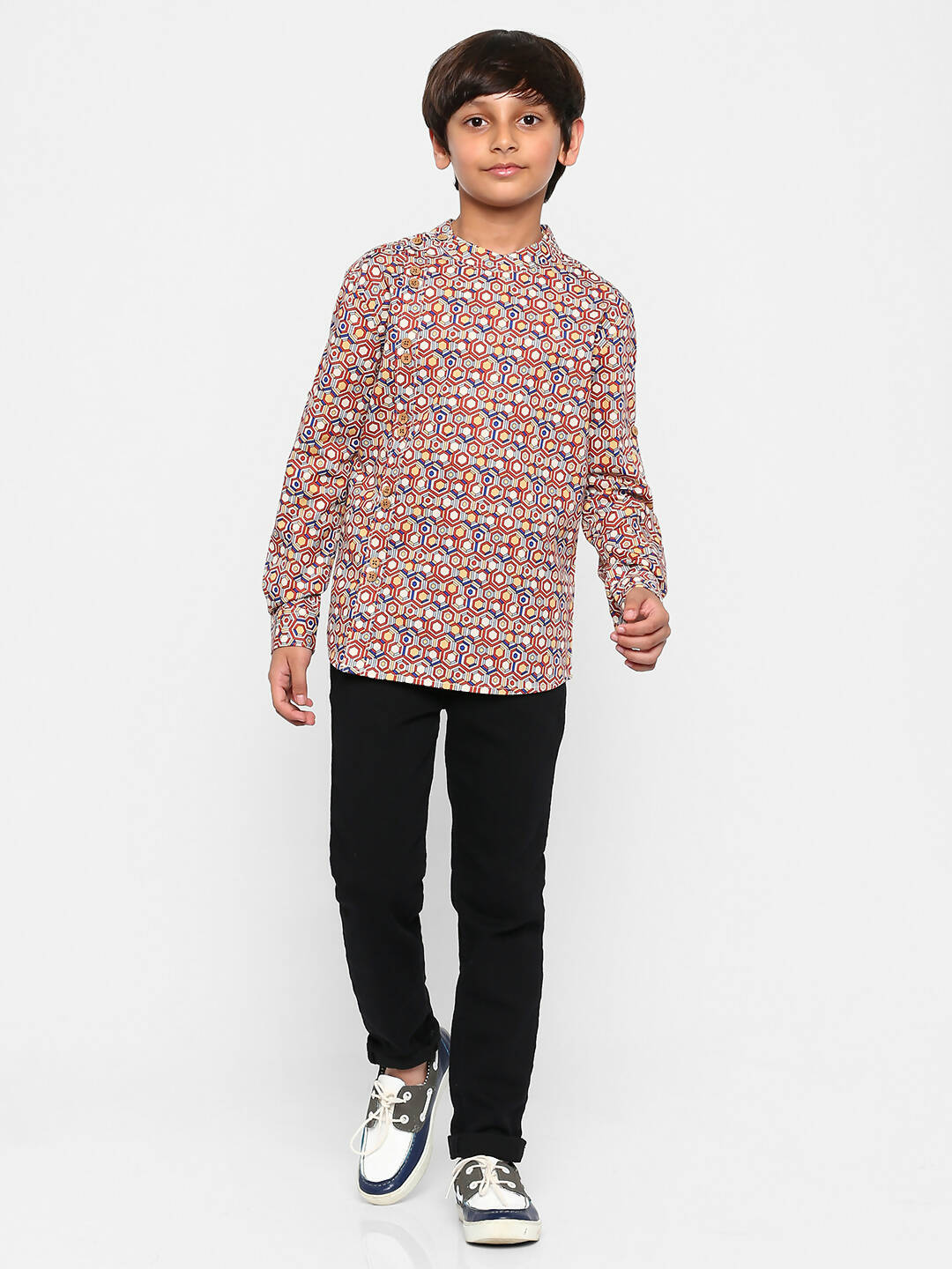 Manet Ethnic Full Sleeves Printed Shirt - Brown - Distacart