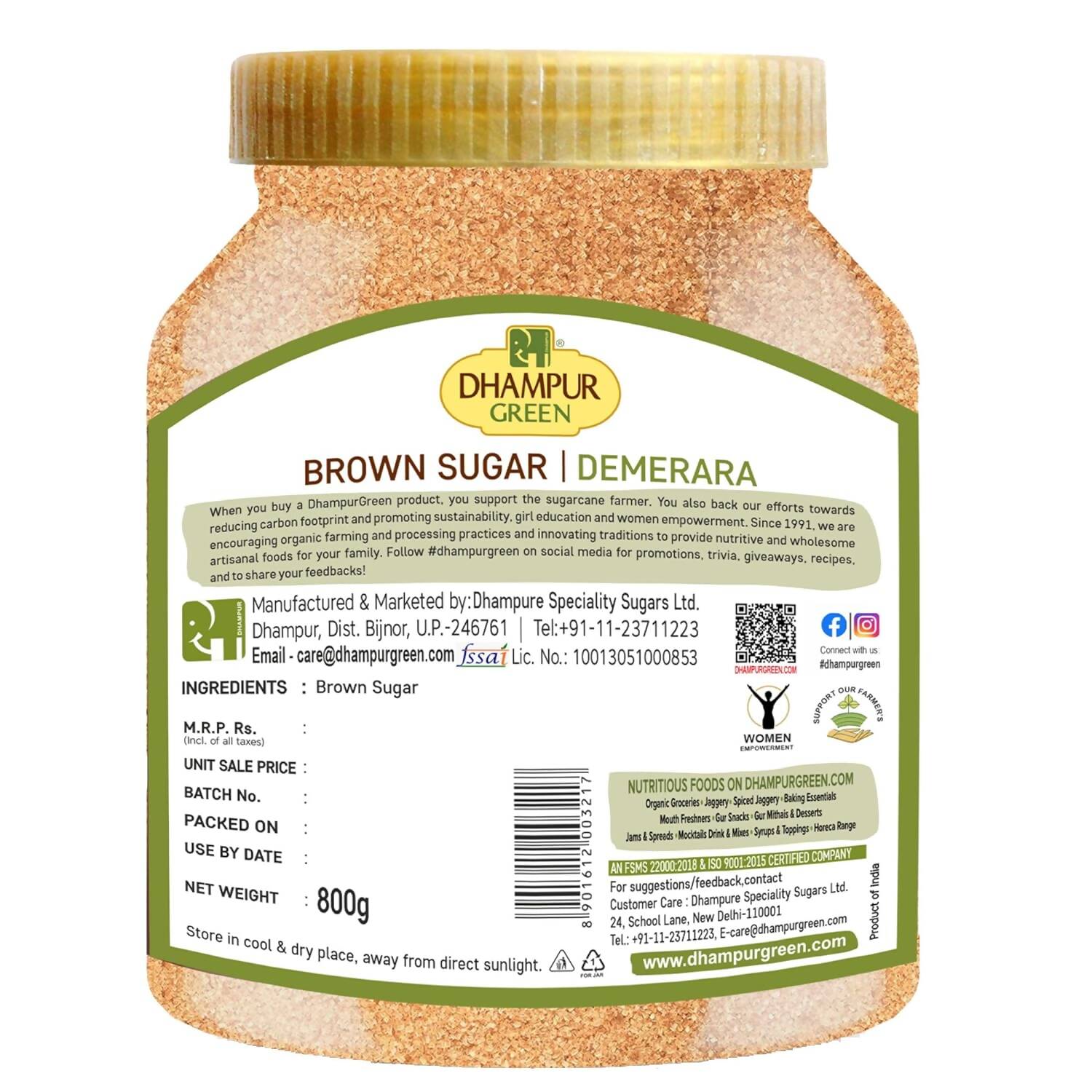 Dhampur Green Demerara Brown Sugar - Distacart