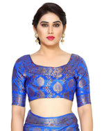 Thumbnail for Mimosa Women's Blue Art Silk Kanjivaram Saree - Distacart