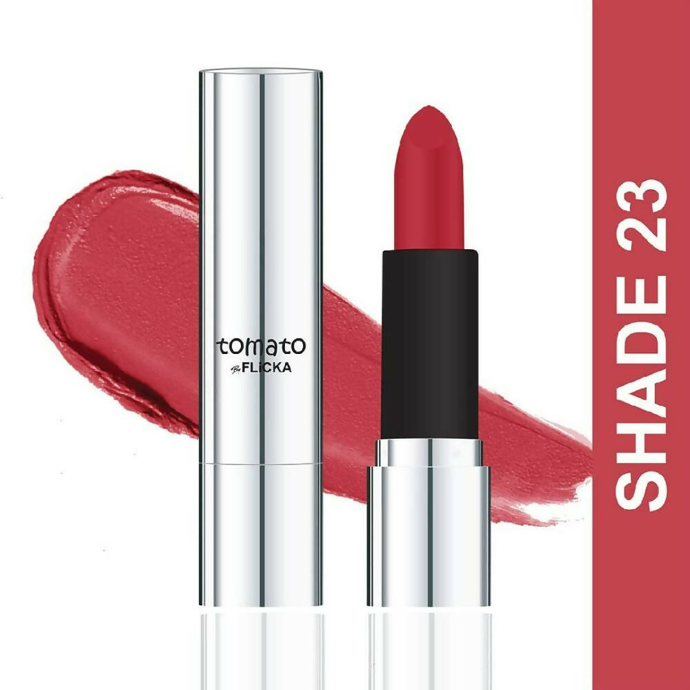 Flicka Tomato Red Matte Finish Lipstick Shade 23 - Distacart