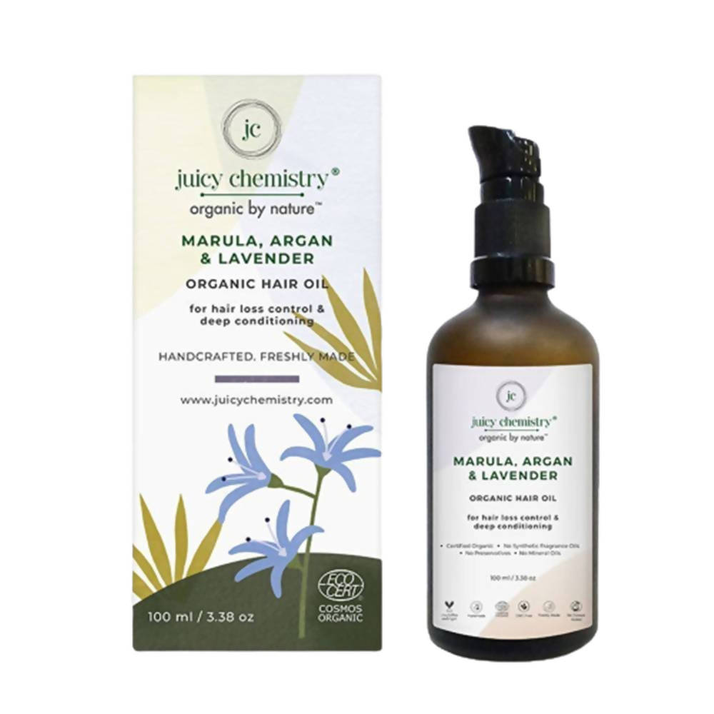 Juicy Chemistry Marula, Argan & Lavender Organic Hair Oil - Distacart