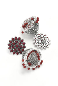 Thumbnail for Mominos Fashion Johar Kamal Kundan Work Jhumka With Maroon Beads - Distacart