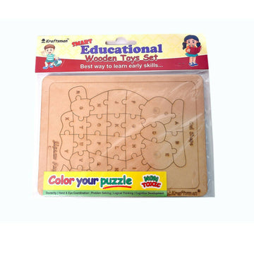 Kraftsman English Alphabets Wooden Jigsaw Puzzles Owl Shape Puzzle | Color Kit Included - Distacart