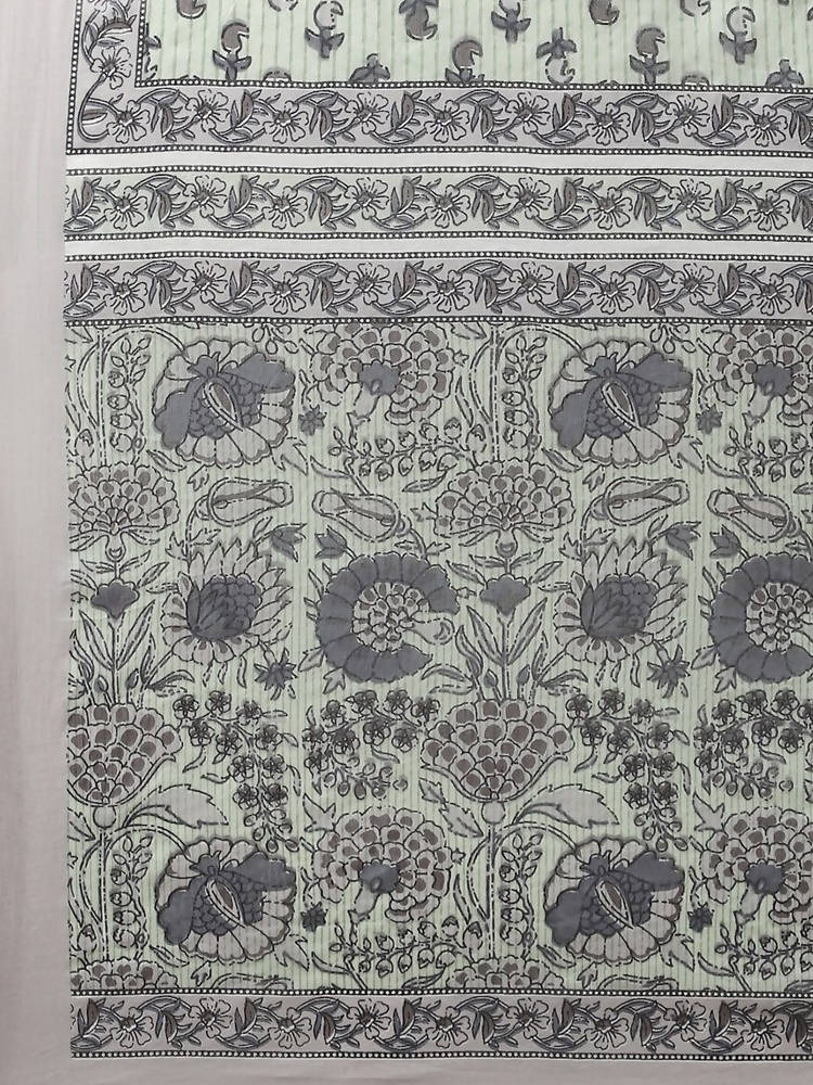 Yufta Green and off-white yoke design Kurta with Palazzo with Dupatta Set