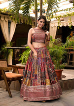 Thumbnail for Women's Wedding Traditional Multi Dull Satin Lehenga Choli - Kaushlya - Distacart