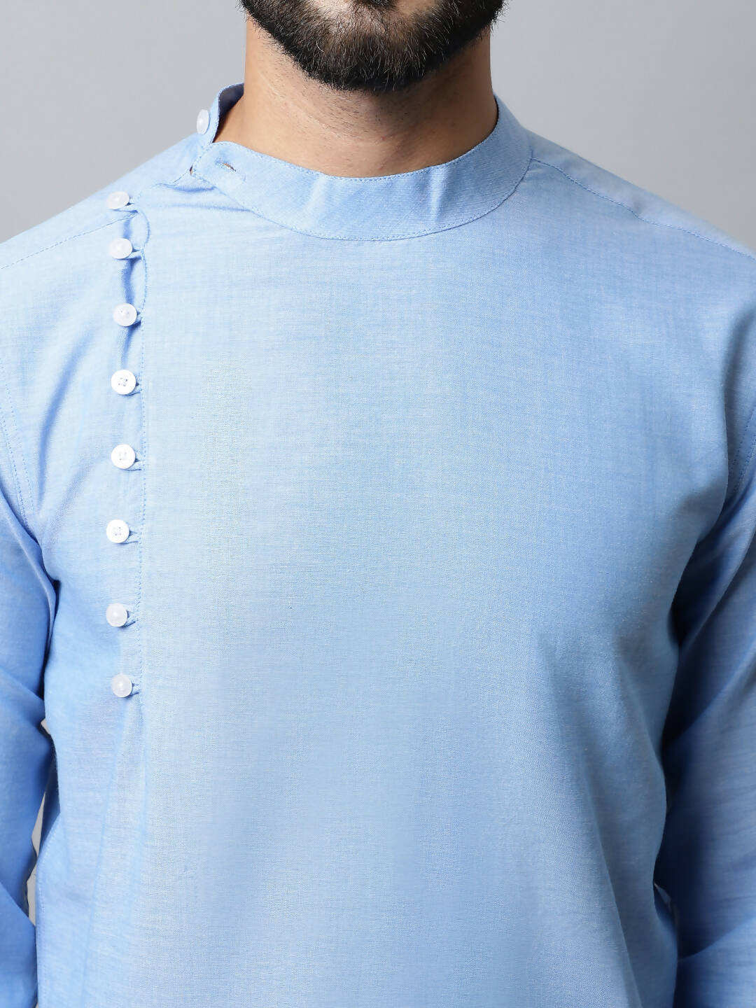 Even Apparels sky Blue Color Pure Cotton Men's Kurta With Side Placket (MMS503) - Distacart