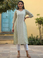 Thumbnail for Juniper Women's Ltgreen Georgette Printed Kurta - Distacart