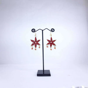 Hand Crafted Earrings Red Star Crystal