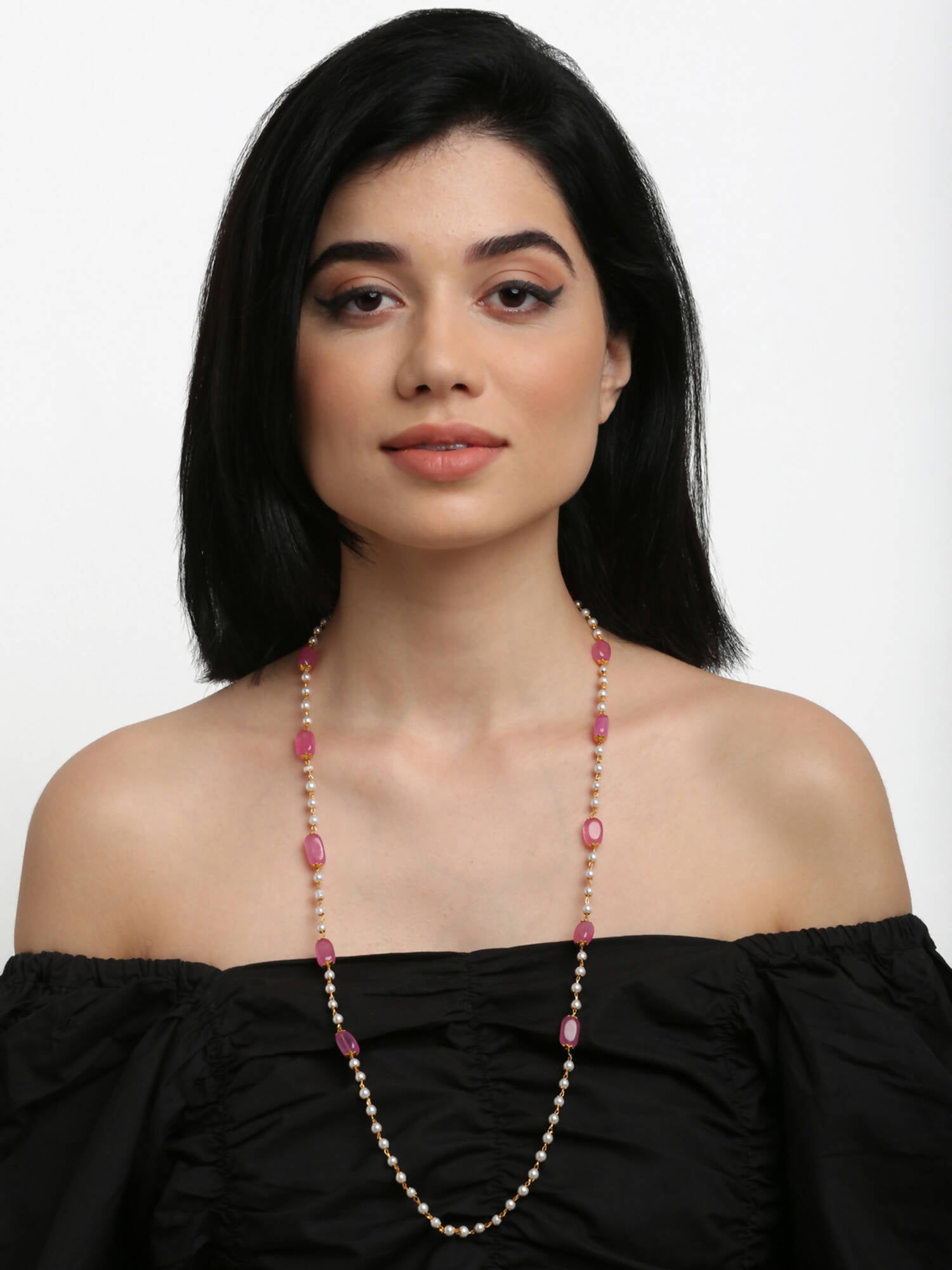 Stone And Gold Plated Mask Chain - Ruby Raang - Distacart