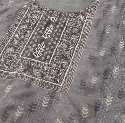 Grey Chinon Digital Printed With Hand Work Kurta - Himanshi - Distacart