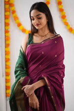 Thumbnail for DEIANA'S Beautiful Golden Jari with New Design Soft Cotton Saree - Wine - Distacart