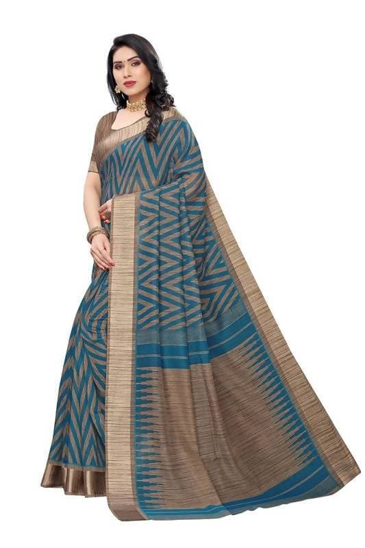 Vamika Rama Green Linen Designer Saree (BEE RAMA)