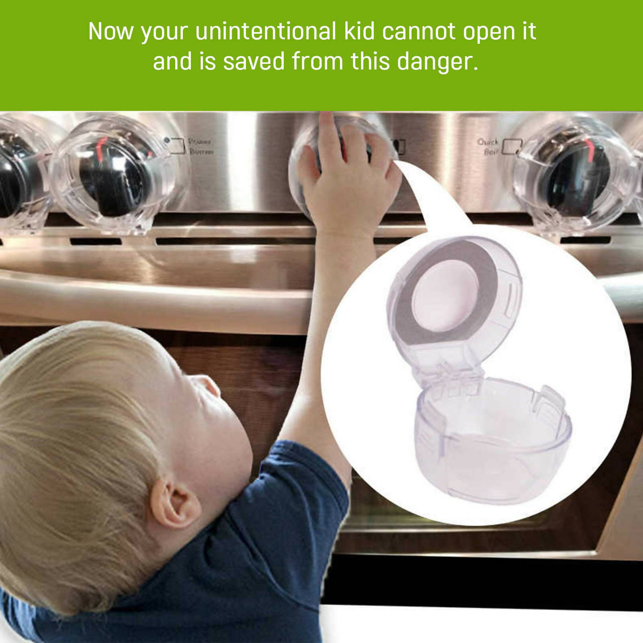 Safe-O-Kid Gas Stove Knobs Transparent Guards for Indoor Baby Safety Set of 4 Pcs - Distacart