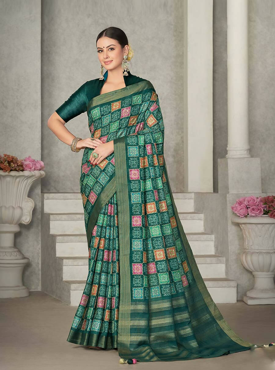 Green Rangkat Tussar Silk Woven Design Saree with Unstitched Blouse - Mohmanthan Eshani - Distacart