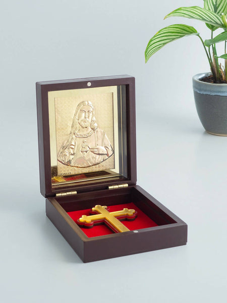Golden Peacock Brown & Red 24 Ct Gold Foil Lord Jesus Christ - Distacart