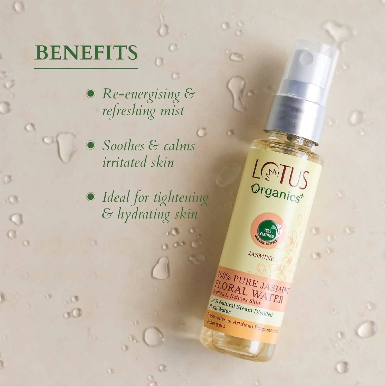 Lotus Organics+ 100% Pure Jasmine Floral Water - Distacart
