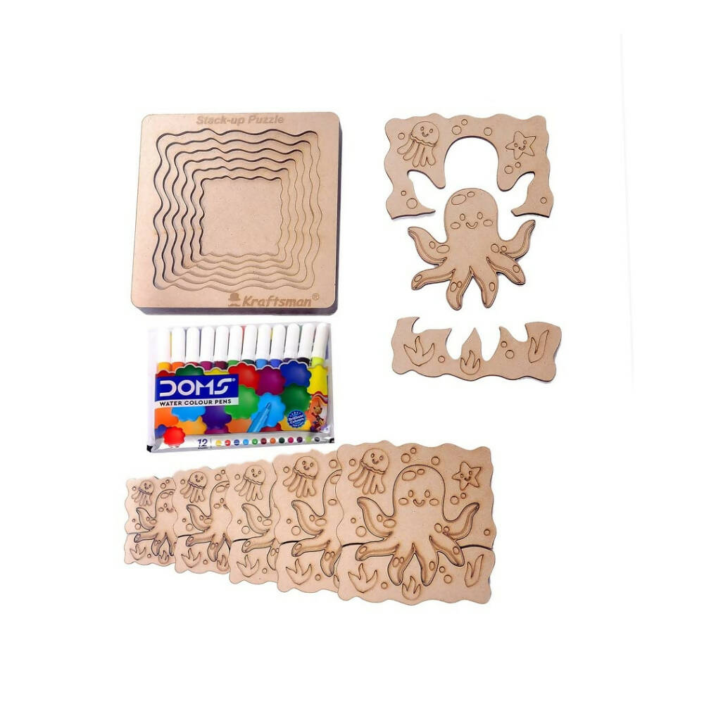 Kraftsman Stack up Puzzles/ Layered Puzzle Octopus Shape for Kids | Color Kit Included | 18 Pieces Puzzle - Distacart