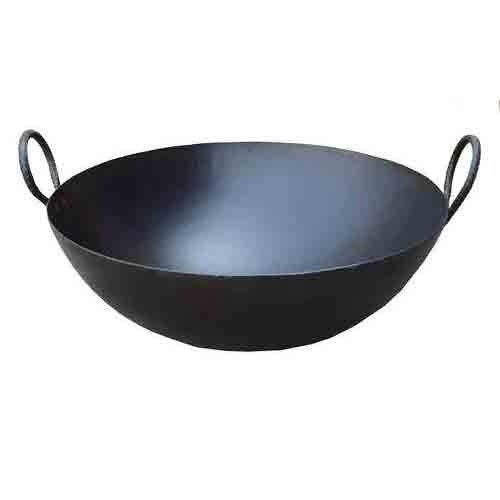 Iron Kadhai with Handle (Black, Medium) - Distacart