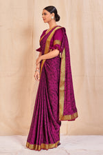Thumbnail for Vamika Purple Designer Cadbury Chiffon Banarasi Lace Saree - Distacart