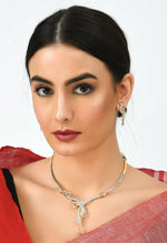 Thumbnail for Mominos Fashion Johar Kamal Silver-Plated American Diamond Choker Set - Distacart