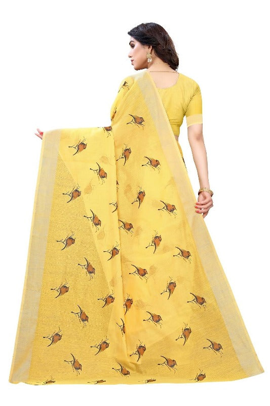 Yellow Chanderi Designer Saree