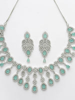 Thumbnail for NVR Women Silver Plated & Turquoise Cz Stone Handcrafted Jewellery Set - Distacart