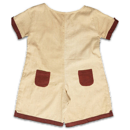 Mhyssa Beige and Maroon Round Neck Short Romper For Kids - Distacart