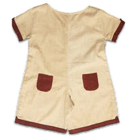 Thumbnail for Mhyssa Beige and Maroon Round Neck Short Romper For Kids - Distacart