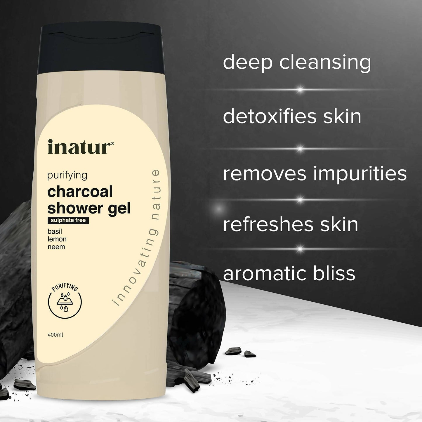 Inatur Charcoal Shower Gel - Distacart