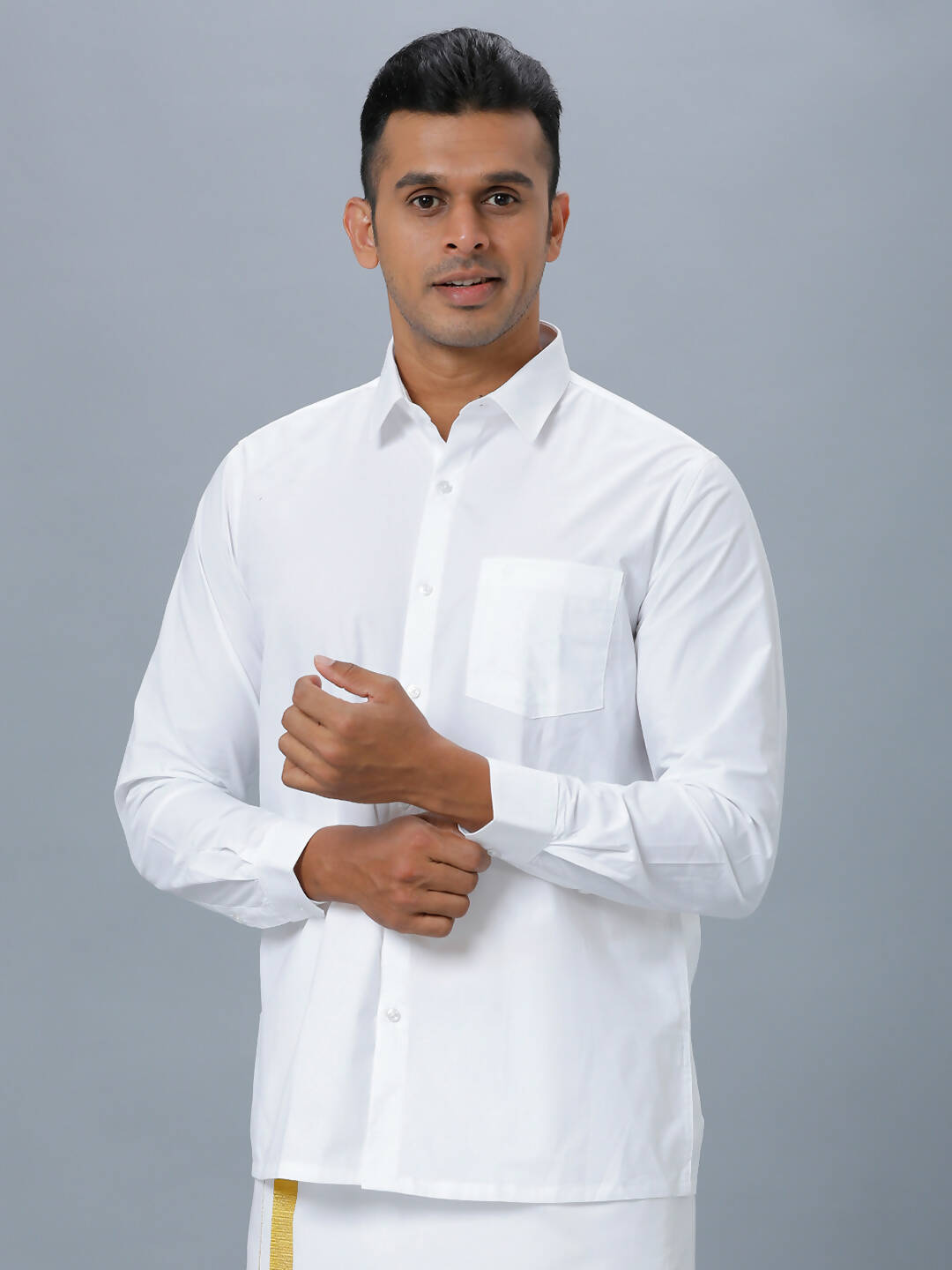 Ramraj Cotton Mens Full Sleeve Formal Poly Cotton White Shirt - Distacart