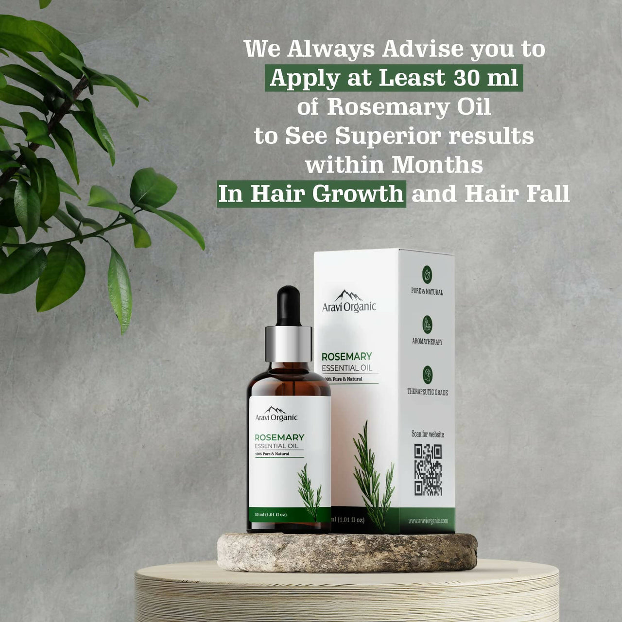 Aravi Organic Rosemary Essential Oil for Hair Growth, Anti Hair Fall - Distacart