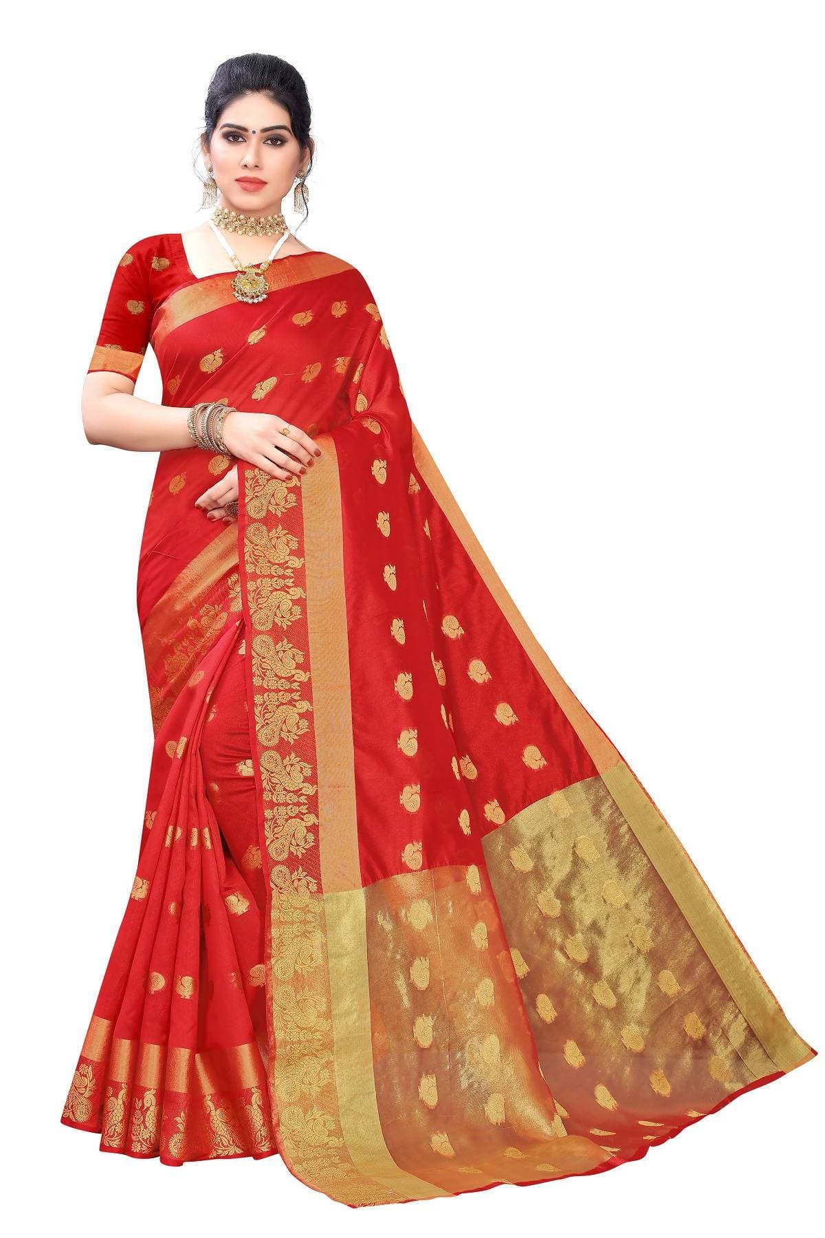 Vamika Banarasi Jacquard Weaving Red Saree