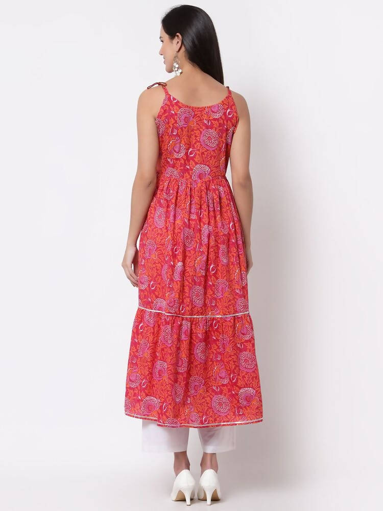 Myshka Cotton Printed Sleeveless Round Neck Casual Women's Dress