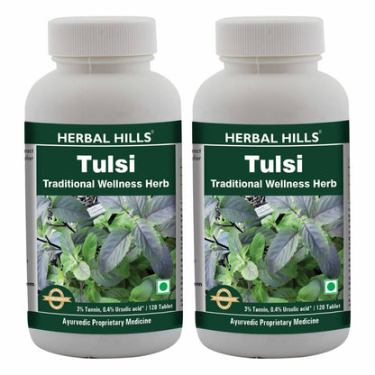 Herbal Hills Tulsi Traditional Wellness Herb 120 Tablets, Pack of 2