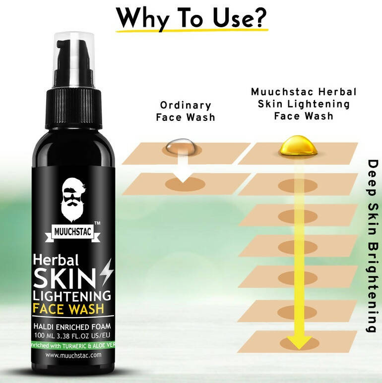 Muuchstac Herbal Skin Lightening Haldi Face Wash For Men - Distacart